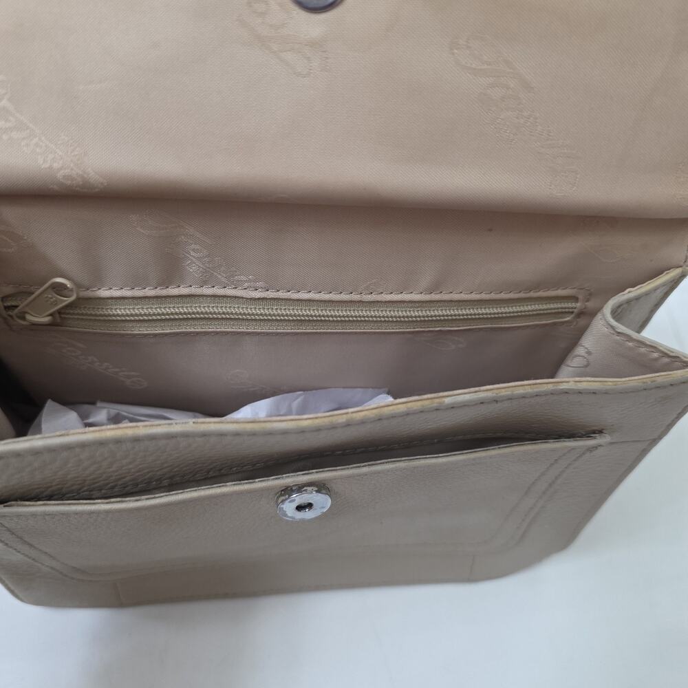 Fossil Tan Leather Crossbody Organizer Bag Neutral Minimalist Everyday Purse - Picture 11 of 13